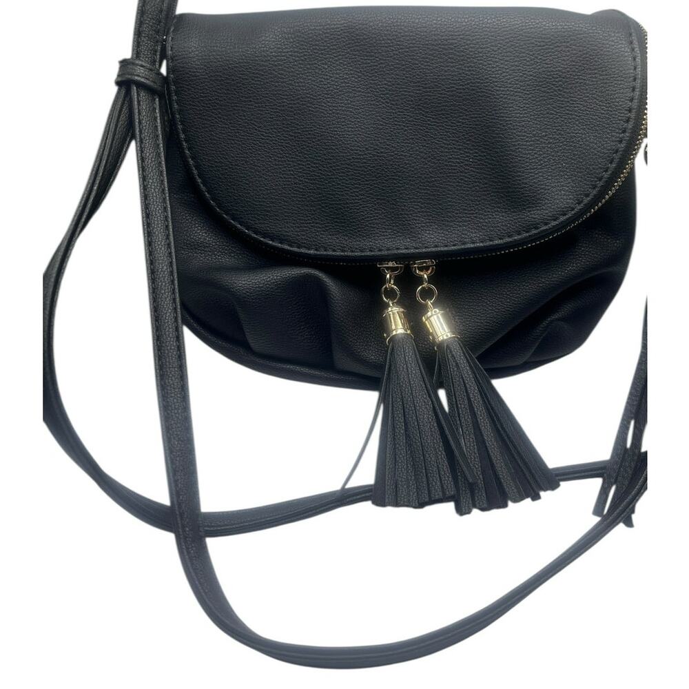 Emperia Savanna Small Vegan Leather Front Flap Crossbody Bag with Tassels